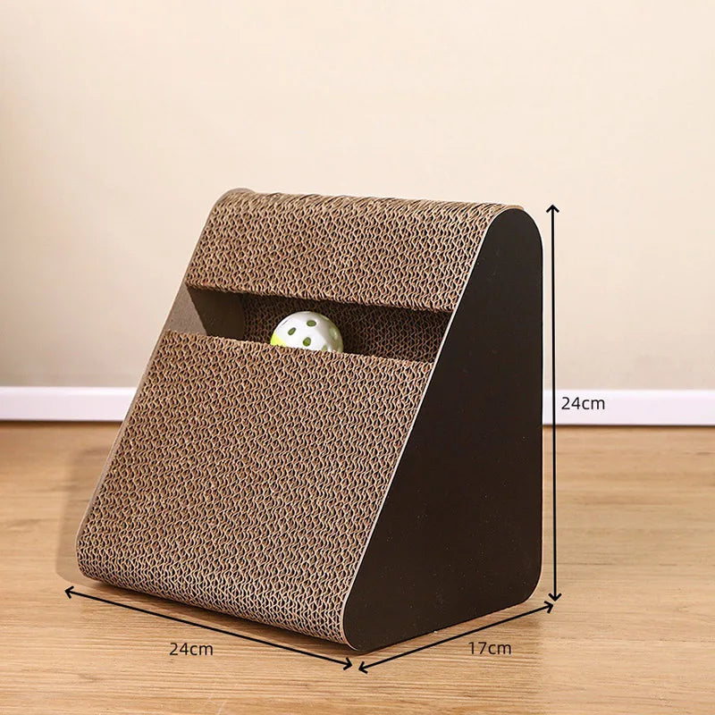 2 in 1 Cat Scratcher Cardboard With Ball Triangles Cat Scratching Board Wear-resistant Cats Clawing Board Pet Climbing Frame