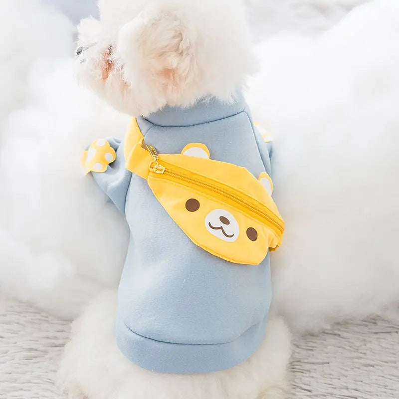 Winter Dog Clothes Cute Cartoon Dog Warm Hoodie Chihuahua French Bulldog Sweatshirt Puppy Outfit Coat Pet Dog Costume