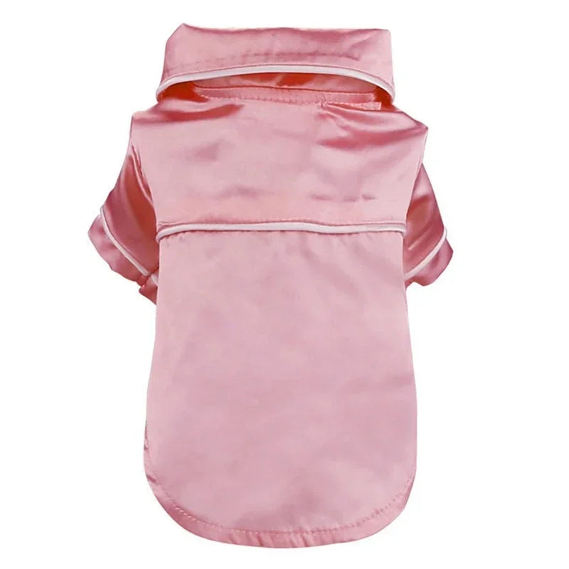Soft Silk Pet Pajama Shirts - Comfortable Sleepwear for Small Dogs & Cats