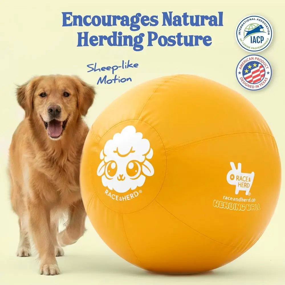 Giant Herding Ball for Large Dogs - Durable Outdoor Training Toy for Australian Shepherds, Border Collies, and Horses - Yellow