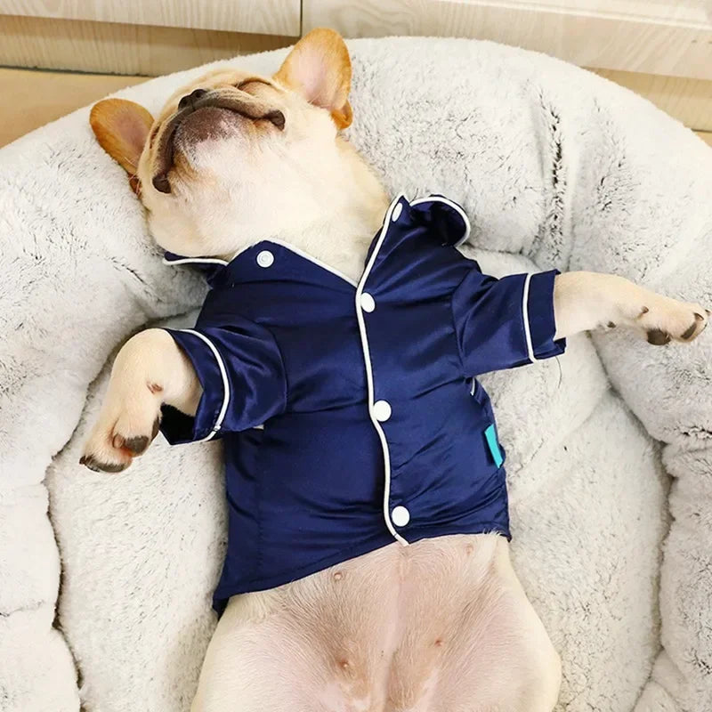 Soft Silk Pet Pajama Shirts - Comfortable Sleepwear for Small Dogs & Cats