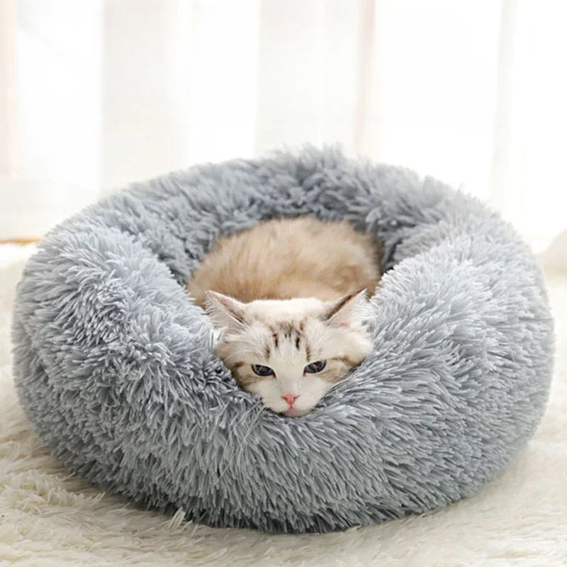 Home Plush Pet Nest Winter Cat Dog Warm Detachable and Washable Round Cat Pet Bed Seasonal Universal Decoration