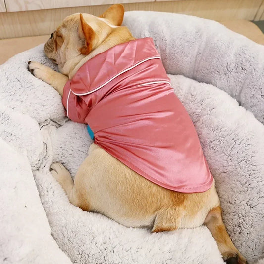 Soft Silk Pet Pajama Shirts - Comfortable Sleepwear for Small Dogs & Cats