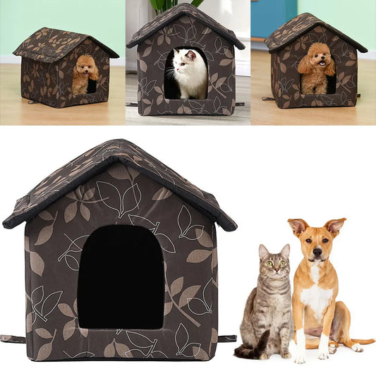 Waterproof Dog House Warm Stray Cats Shelter Kitten Cave Hut for Indoor and Outdoor Use