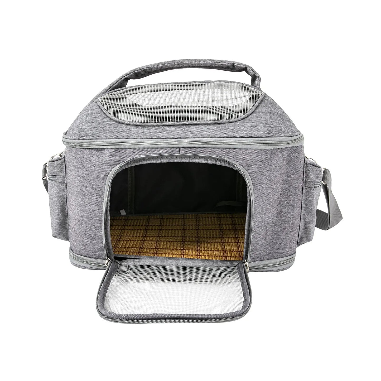 Light Gray Pet Backpack Breathable Portable Foldable Tote Bag Approved by Travel Airlines, For Dogs and Cats to Go Out