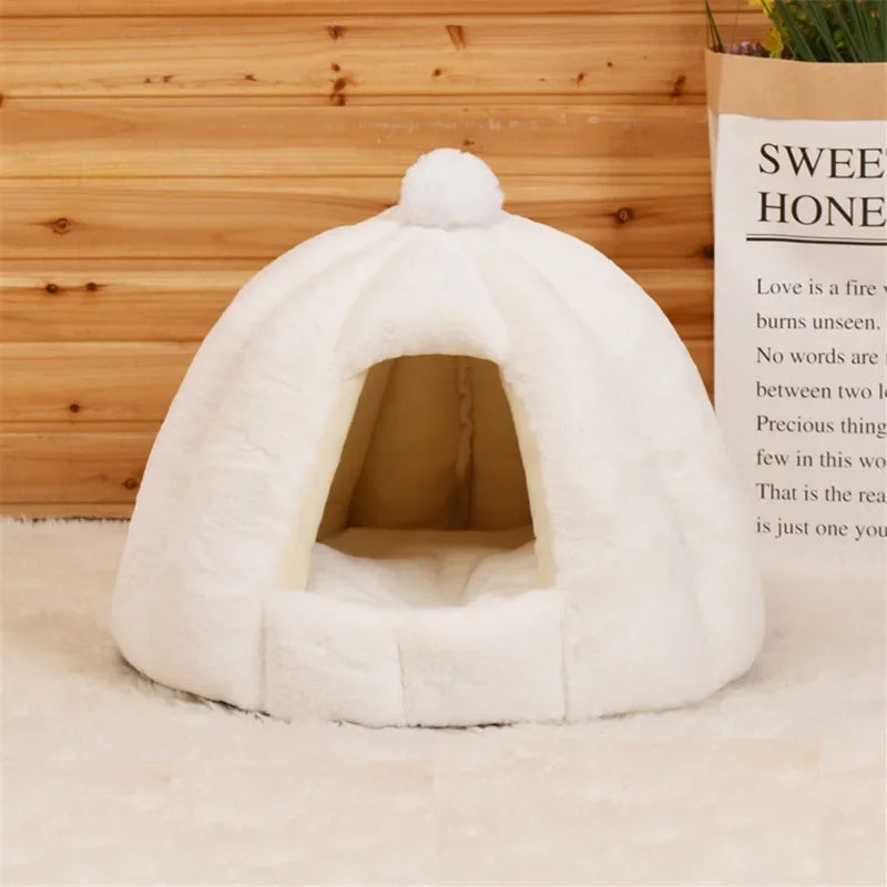 Pet Cat Dog Cute House Bed Mat Warm Soft Removeable Kennel Nest Pet Basket Tyteps Funny Fruit Pumpkin House For Cat Dog House
