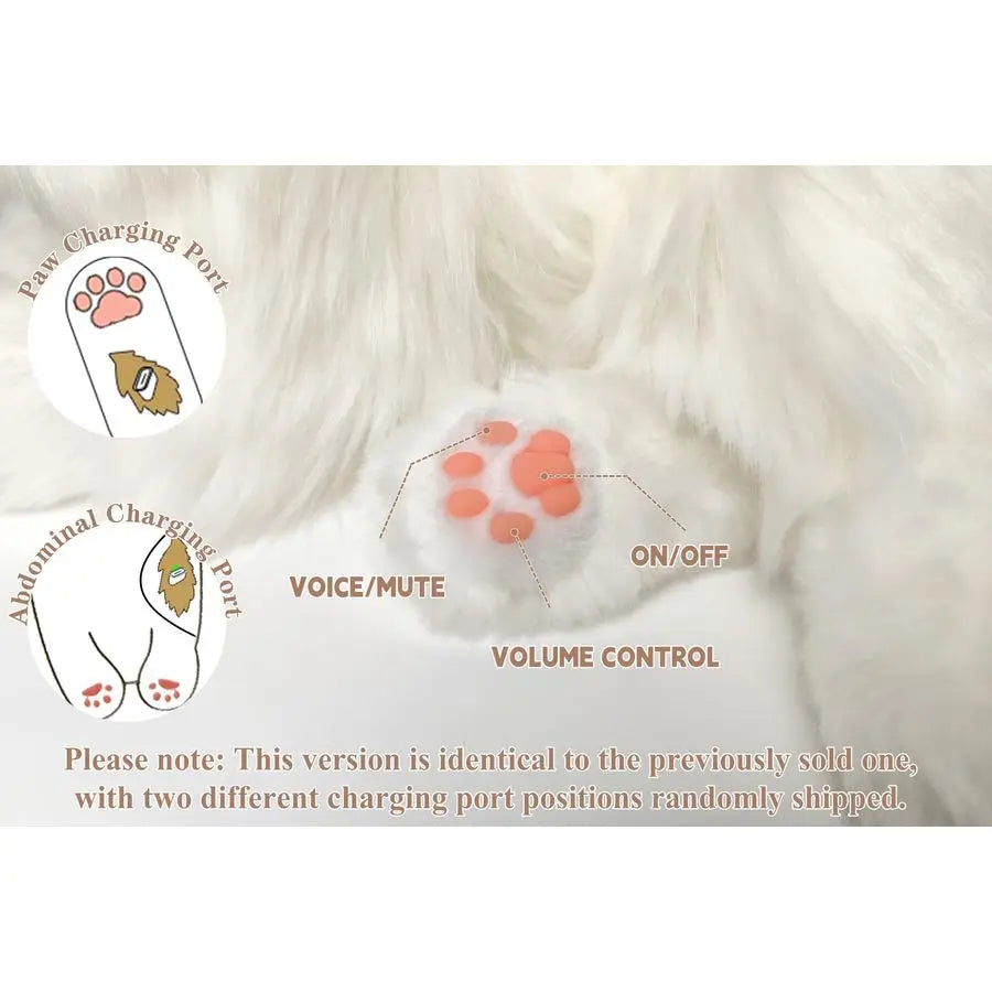 Interactive Companion Robot Cat Pets, Handmade Stuffed Animals Cat Plush with Voice Response, Realistic Heartbeat and Purring, G