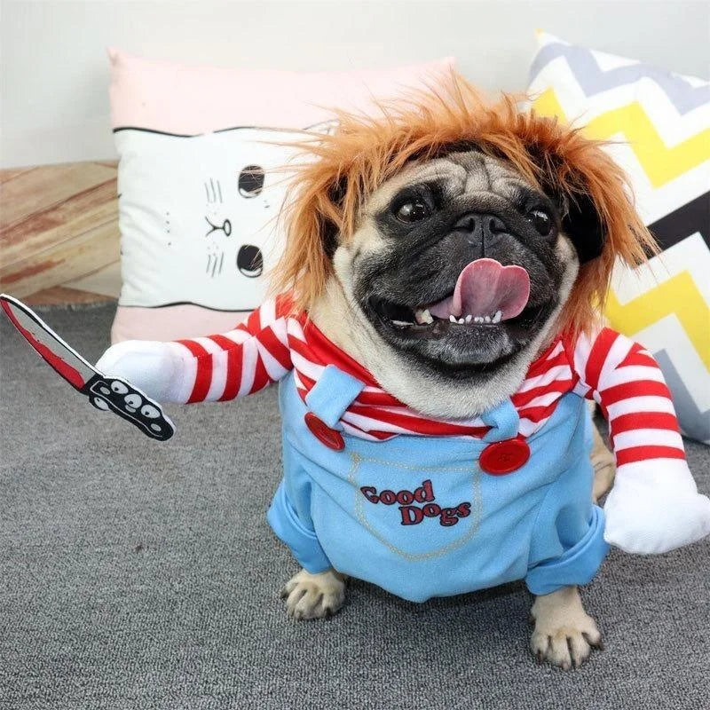 New Funny Pet Puppy Clothes Halloween Pet Dog Costumes Comical Outfits Holding A Knife Set Pet Cat Dog Festival Party Clothing
