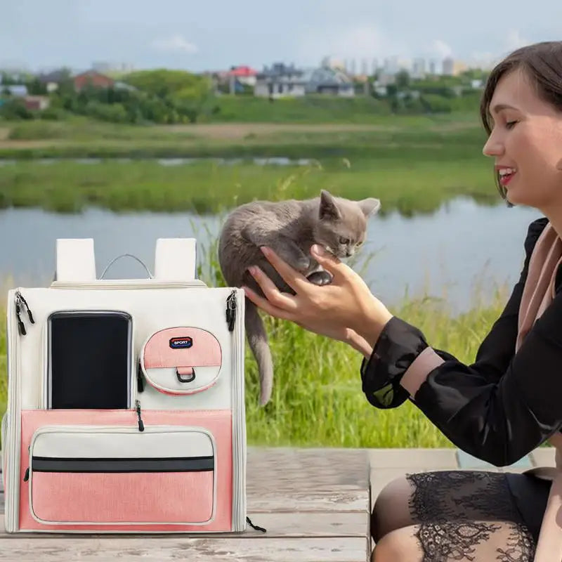 Cat Backpack Pet Carrier For Cat Ventilated Pet Travel Carrying Bag Folding Pet Backpack For Kitten Puppy Small Dog Cat