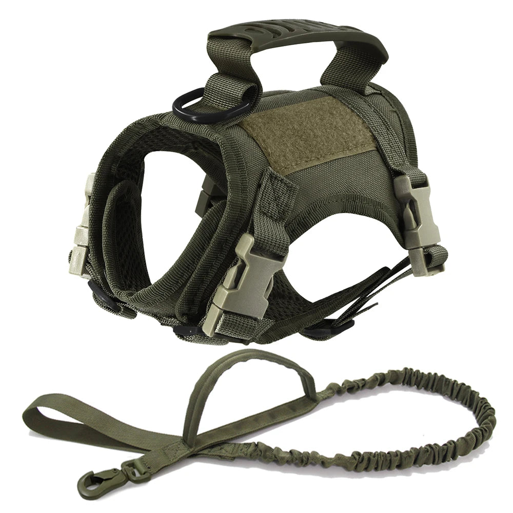 Tactical Cat Harness with Leash Set Puppy Walking Escape Proof Adjustable Pet Vest withControl Handle For Large Cats Small Dogs
