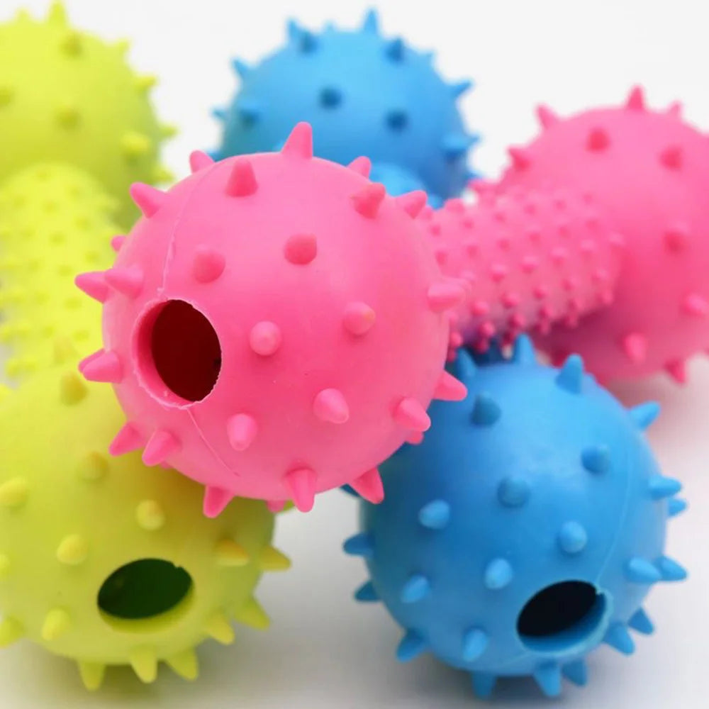 Puppy Squeaky Toy Barbell, Teeth Cleaning Chew Stick, Interactive Training Molar Toy, Durable Pet Chewing Supplies for Small Dog