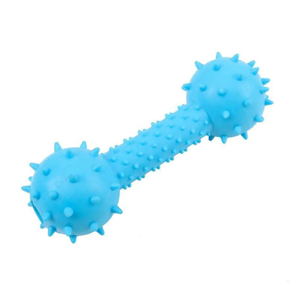 Puppy Squeaky Toy Barbell, Teeth Cleaning Chew Stick, Interactive Training Molar Toy, Durable Pet Chewing Supplies for Small Dog