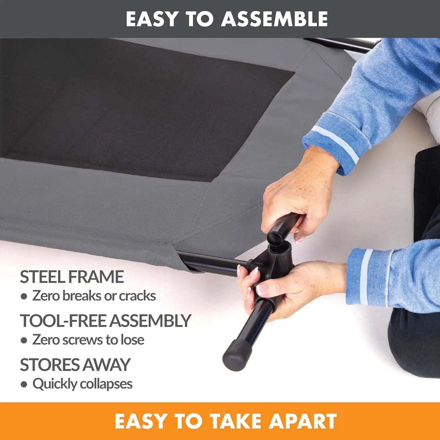 Large Elevated Dog Cot with Cooling Mesh, Removable Washable Cover, Sturdy Metal Frame for Indoor Outdoor Use