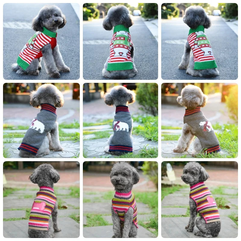 Winter Cartoon Dog Clothes Fashion Dog Knitted Sweater Christmas Puppy Turtleneck Cute Soft Cat Sweater Pet Pullovers Supplies