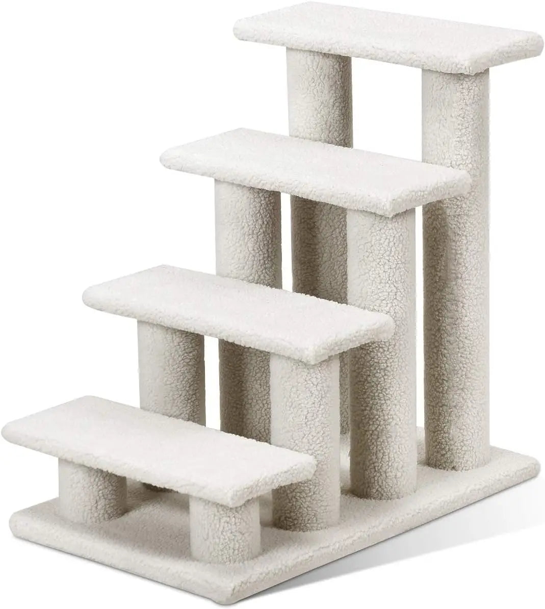 Pet Stairs For Cats And Dogs, 4-Step Carpeted Ladder Ramp Cat Climber Cat Scratching Post, Multi-Step Dog Stairs For Hi