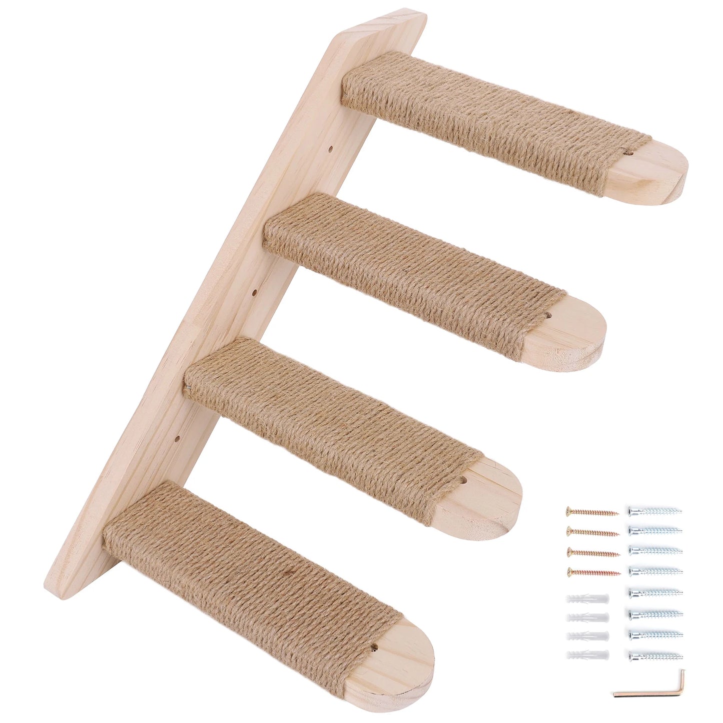 4-Layer Cat Climbing Stairs Wall Mounted Cat Climbing Frame Easy to Install Wooden Cats Wall Shelves Pet Furnitures Accessories