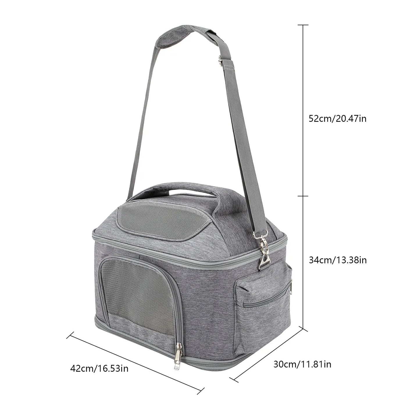 Light Gray Pet Backpack Breathable Portable Foldable Tote Bag Approved by Travel Airlines, For Dogs and Cats to Go Out