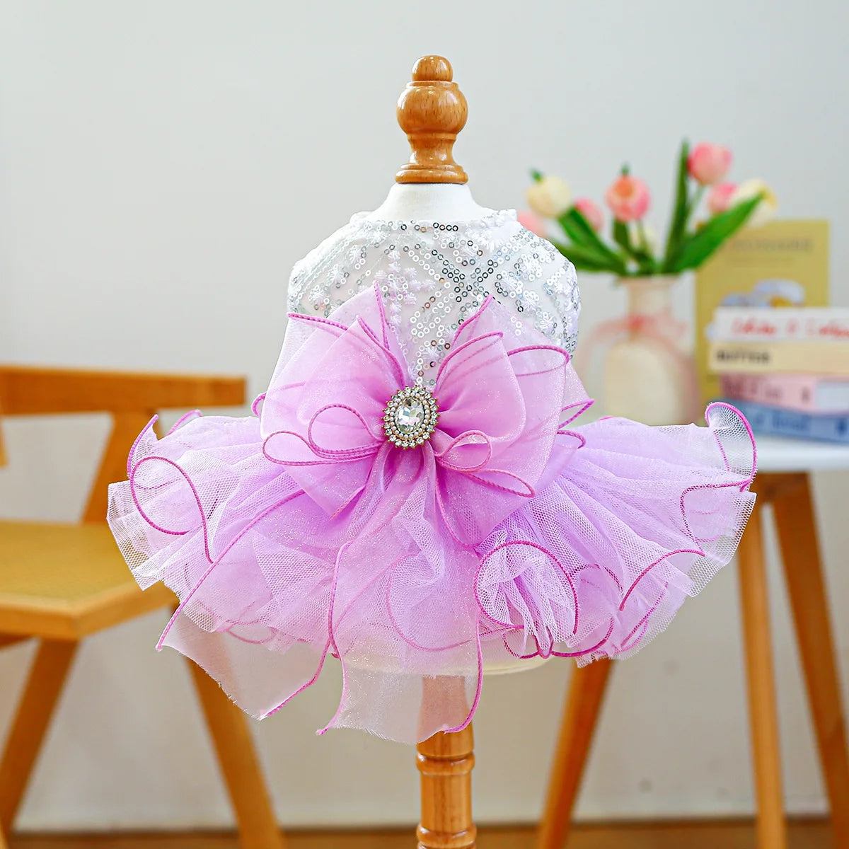 Pet Dog Cat Universal Clothing Fluffy Gauze Blue Galaxy Wedding Dress Take Photos and Dress Up for Weddings Festivals Gatherings