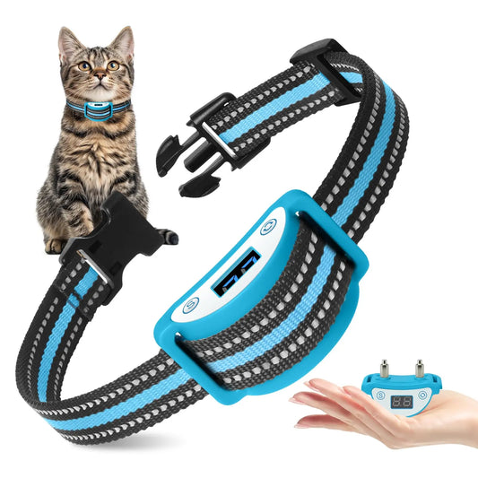 Cat Shock Collar To Auto Stop Meowing,Shock Collar for Cats,Vibration or Shock, Lightest Cat Training Collar for 5-25lbs Pet Cat