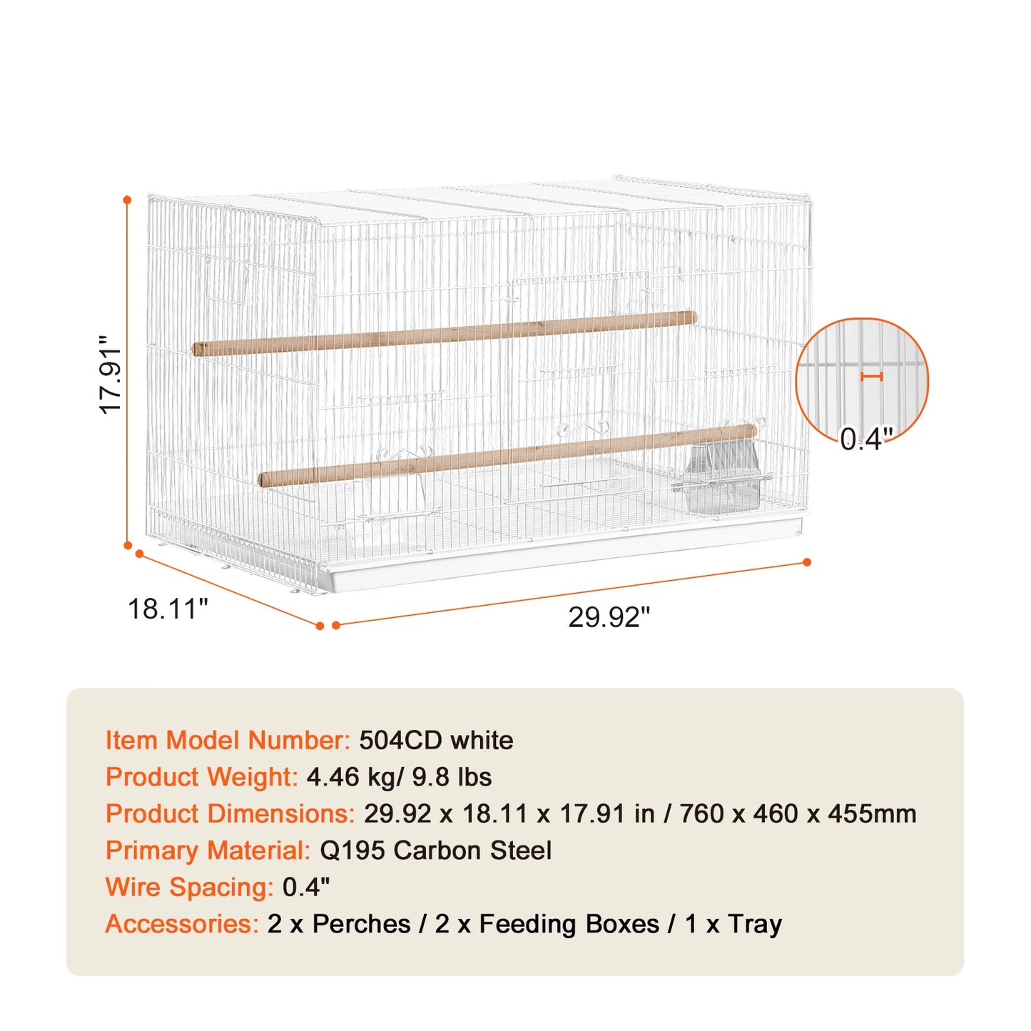 30In Flight Bird Cage Stackable Divided Small Animal Cage for Kinds of Birds Pet Travel Birdcage with Handle and Perche