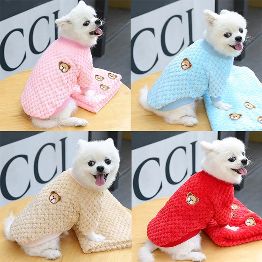 Winter Pet Dog Clothes Bear Print Dog Hoodie Soft Warm Puppy Sweatshirt Chihuahua French Bulldog Coat Jacket Fashion Dog Costume