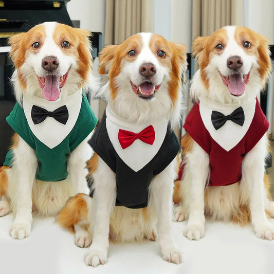 Autumn & Winter Clothes for Large Dogs, Golden Retriever Tuxedo Vest, Pet Formal Wear Set, Clothes for Cats & Corgi Puppies