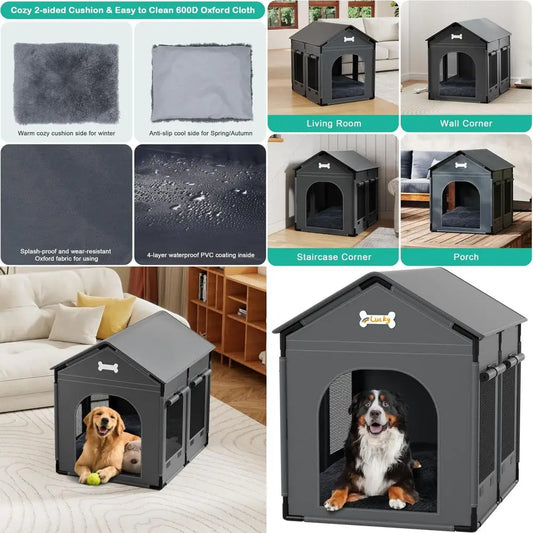 Dog House Indoor Dog Kennel Bed Mat with Cushion or Small Medium Large Dogs Cats, Winter Warm Cat Nest Puppy Cave Soa Pet Produc