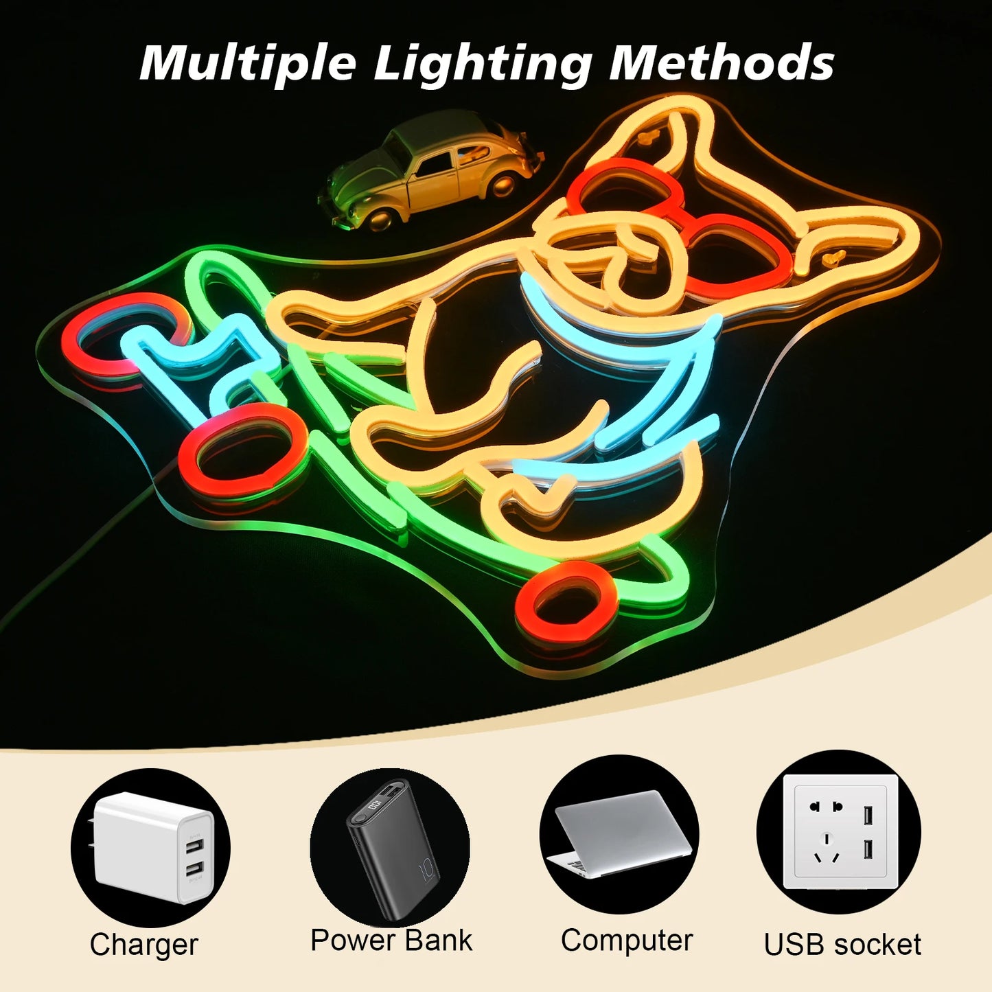 Skateboard Dog Neon Sign Room Art Neon Lights For Kid's Room Decor Pet Shop Dog Club Dimmable Wall Decor Lamp USB Powered