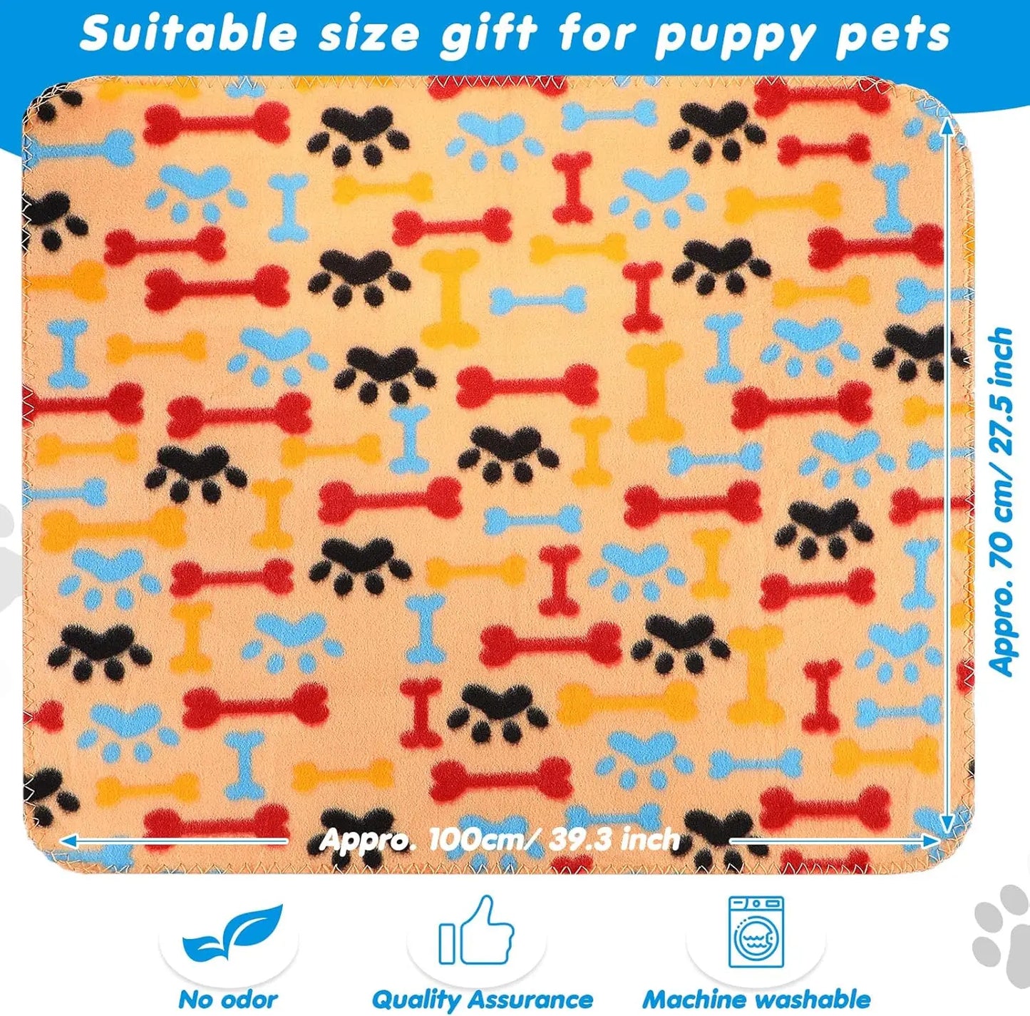 28-Piece Fleece Pet Blankets Set, Soft Warm Paw Print Sleep Mats for Dogs Cats, 27.5x39.3 Inch