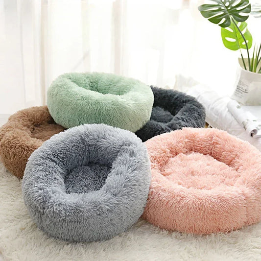 Home Plush Pet Nest Winter Cat Dog Warm Detachable and Washable Round Cat Pet Bed Seasonal Universal Decoration