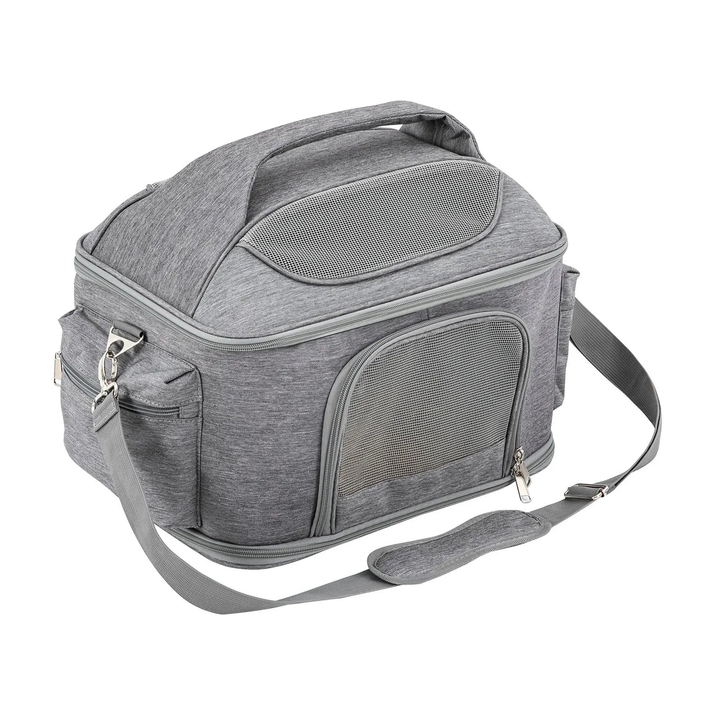 Light Gray Pet Backpack Breathable Portable Foldable Tote Bag Approved by Travel Airlines, For Dogs and Cats to Go Out
