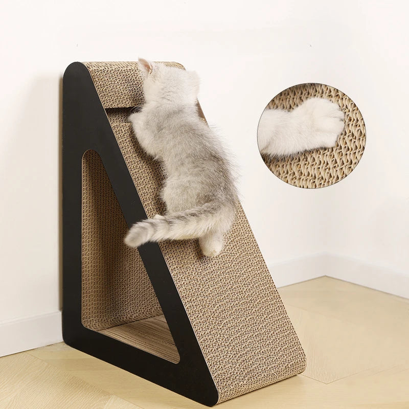 2 in 1 Cat Scratcher Cardboard With Ball Triangles Cat Scratching Board Wear-resistant Cats Clawing Board Pet Climbing Frame