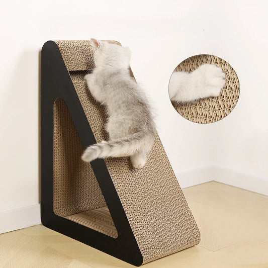 2 in 1 Cat Scratcher Cardboard With Ball Triangles Cat Scratching Board Wear-resistant Cats Clawing Board Pet Climbing Frame