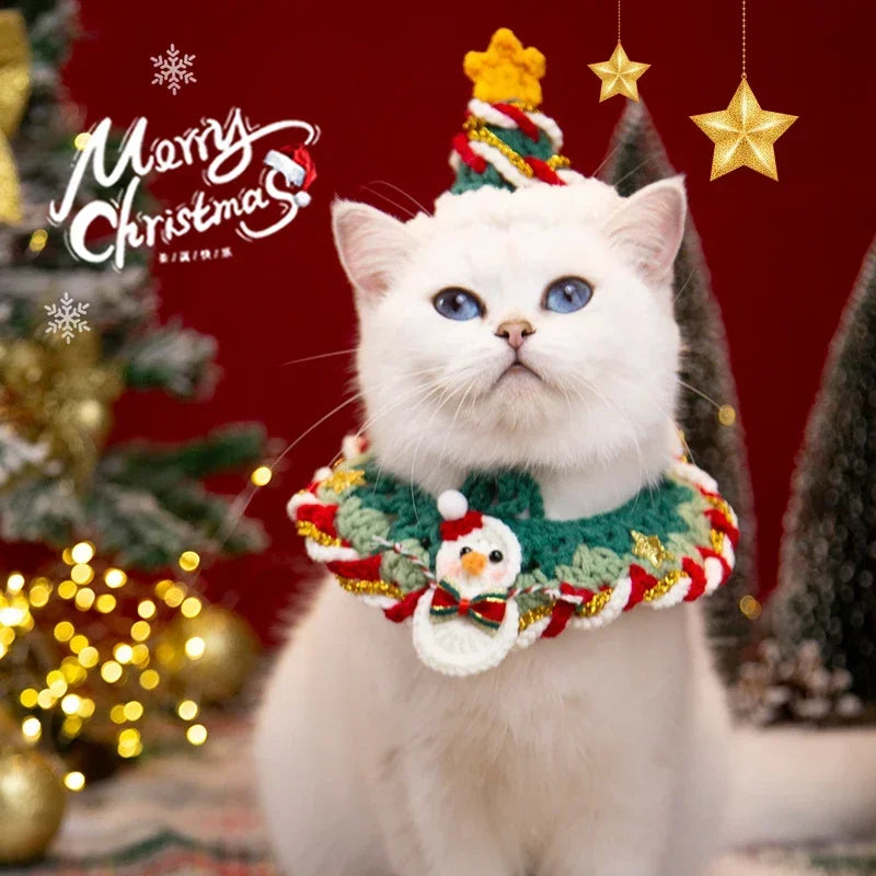 Cat Clothing Costume Christmas Dog Cat Collar Christmas Sweet Pet Scarf Cute Xmas  Kitty Puppy Santa Costume Clothing Navidad