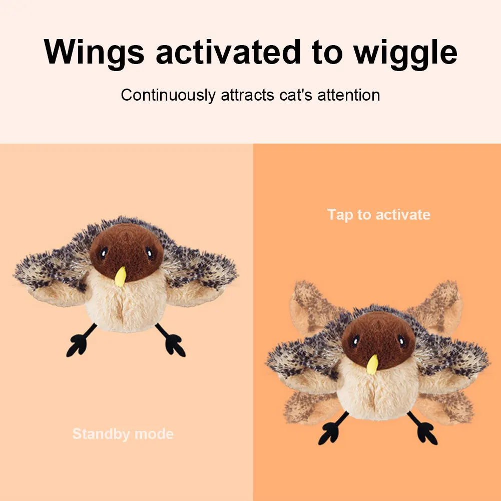 Interactive Flapping Bird Cat Toy with Flying Wings & Vivid Chirping, Catnip Sparrow Simulation