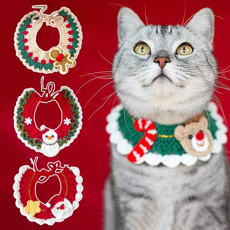 Cat Clothing Costume Christmas Dog Cat Collar Christmas Sweet Pet Scarf Cute Xmas  Kitty Puppy Santa Costume Clothing Navidad