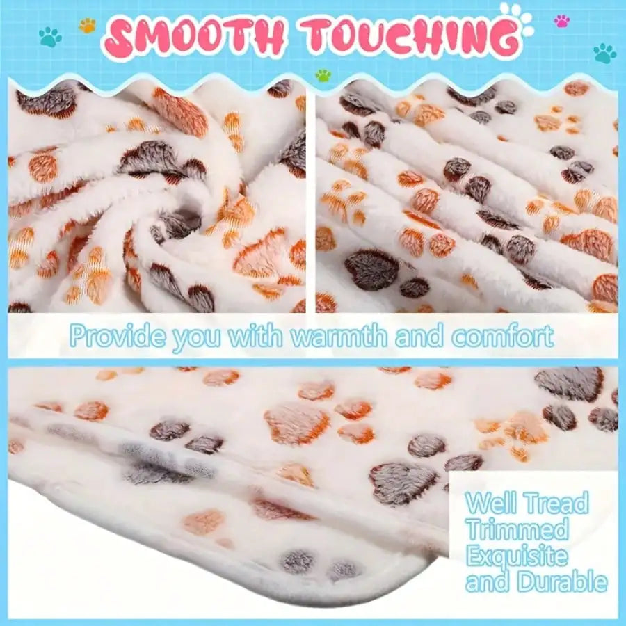 3PCS Cozy Flannel Pet Blankets - Claw Bone Print for Dogs & Cats