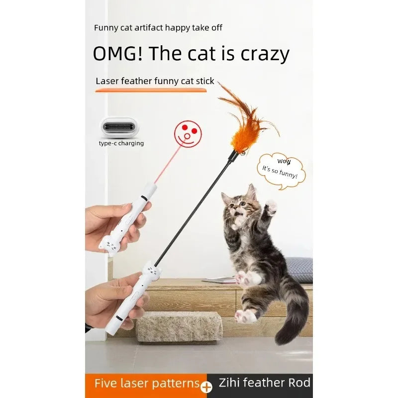 USB Charging Laser Cat Teasing Stick Infrared Laser Light Pattern Projection Cat Toy Pet Supplies Cat Teasing Pen  cat toys