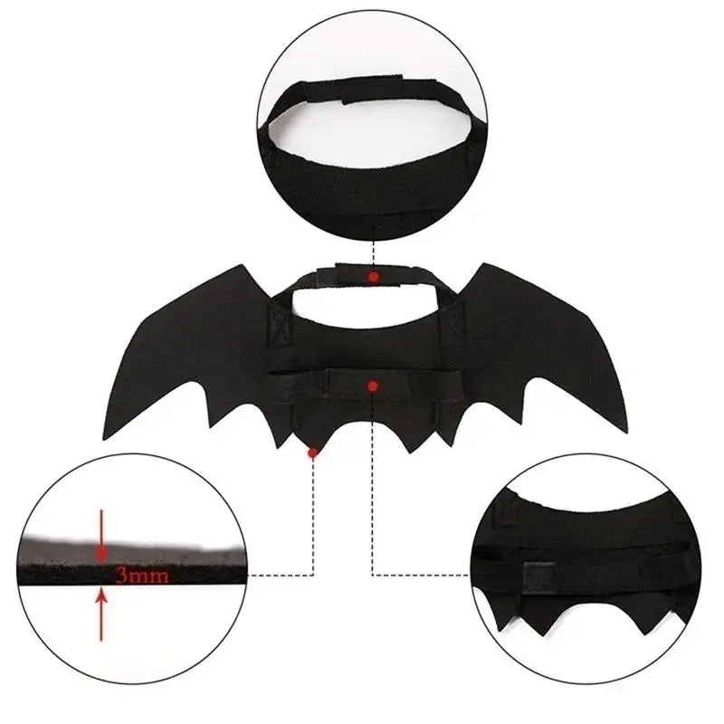 Halloween Cute Pet Clothes Black Bat Wings Harness Costume For Halloween Cosplay Cat Dog Halloween Party For Pet Supplies