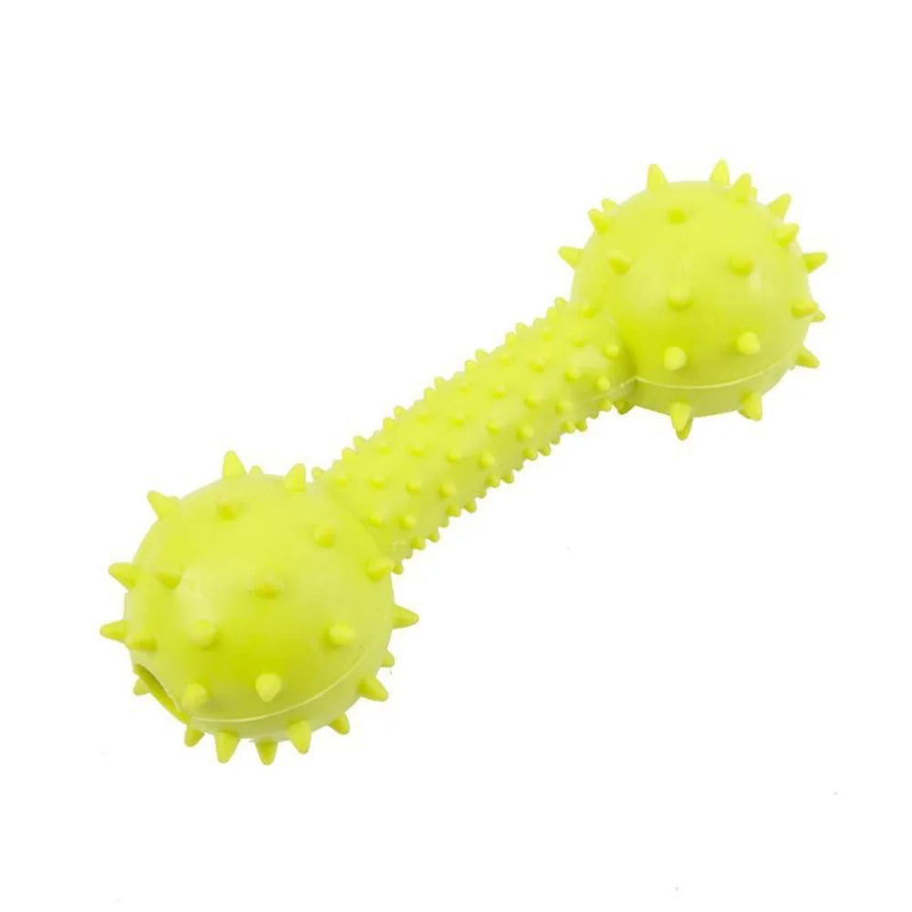 Puppy Squeaky Toy Barbell, Teeth Cleaning Chew Stick, Interactive Training Molar Toy, Durable Pet Chewing Supplies for Small Dog