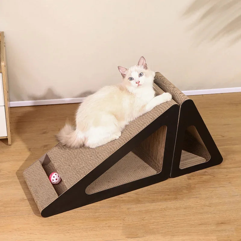 2 in 1 Cat Scratcher Cardboard With Ball Triangles Cat Scratching Board Wear-resistant Cats Clawing Board Pet Climbing Frame