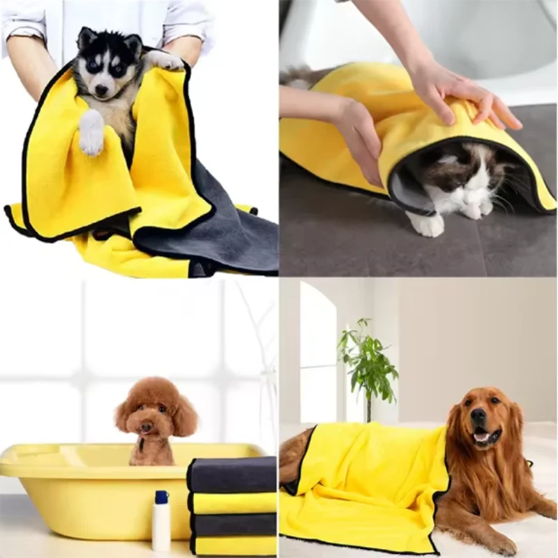 Hot Pet Absorbent Towel Microfiber Dog Bathing Towel Dog Bathrobes Wiping Cloth