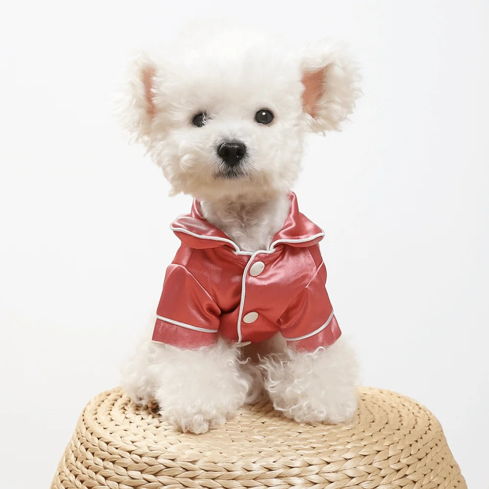 Stylish Silk Pet Pajamas - Skin-Friendly Thin Shirt for XS-L Size Dogs & Cats