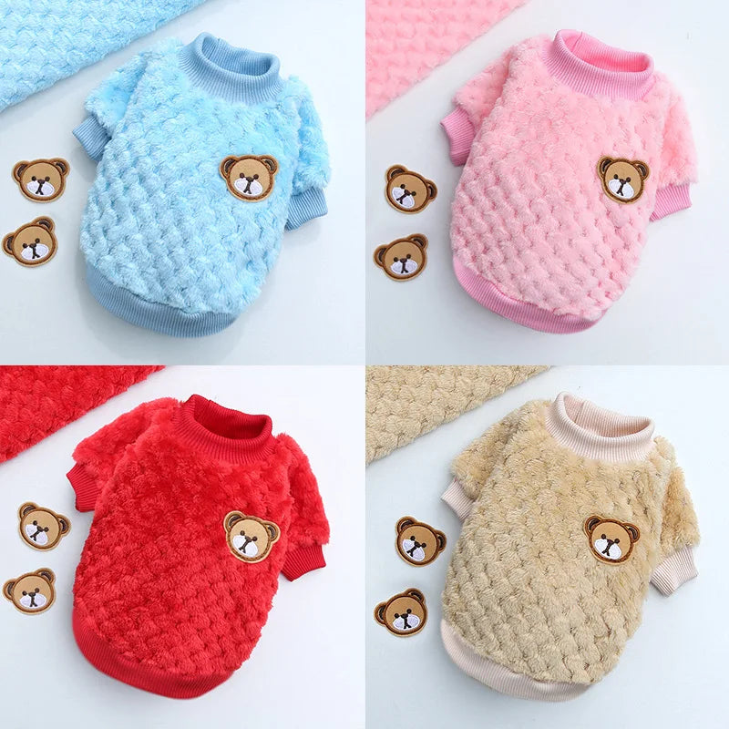 Winter Pet Dog Clothes Bear Print Dog Hoodie Soft Warm Puppy Sweatshirt Chihuahua French Bulldog Coat Jacket Fashion Dog Costume