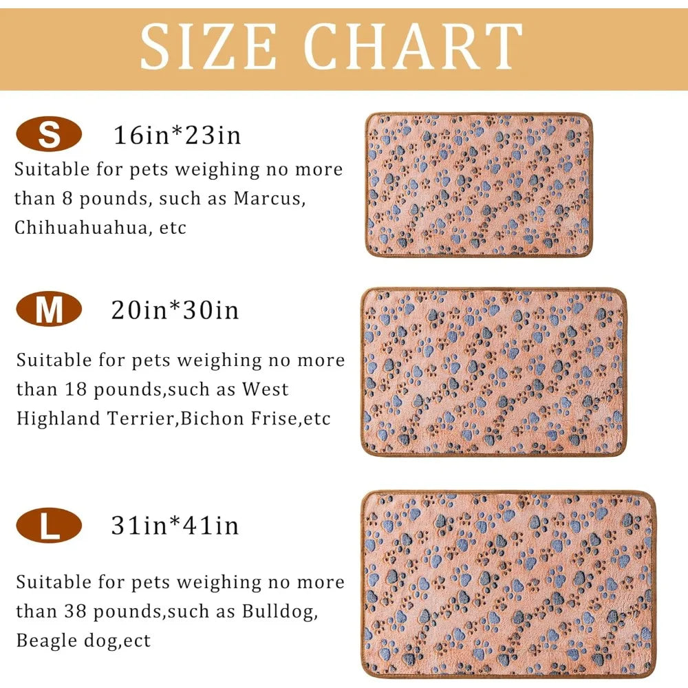 3-Pack Super Soft Fluffy Fleece Pet Blankets with Paw Prints for Dogs, Cats - Small 23x16'', Brown, Pink, White