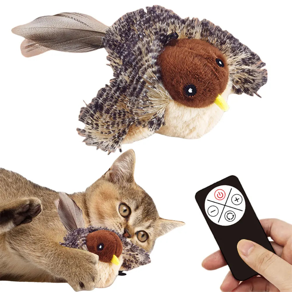 Interactive Flapping Bird Cat Toy with Flying Wings & Vivid Chirping, Catnip Sparrow Simulation
