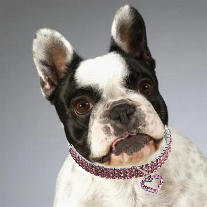 Bling Rhinestone Dog Collar Crystal Puppy Chihuahua Pet Dog Collars Leash For Small Medium Dogs Mascotas Accessories S M L Pink