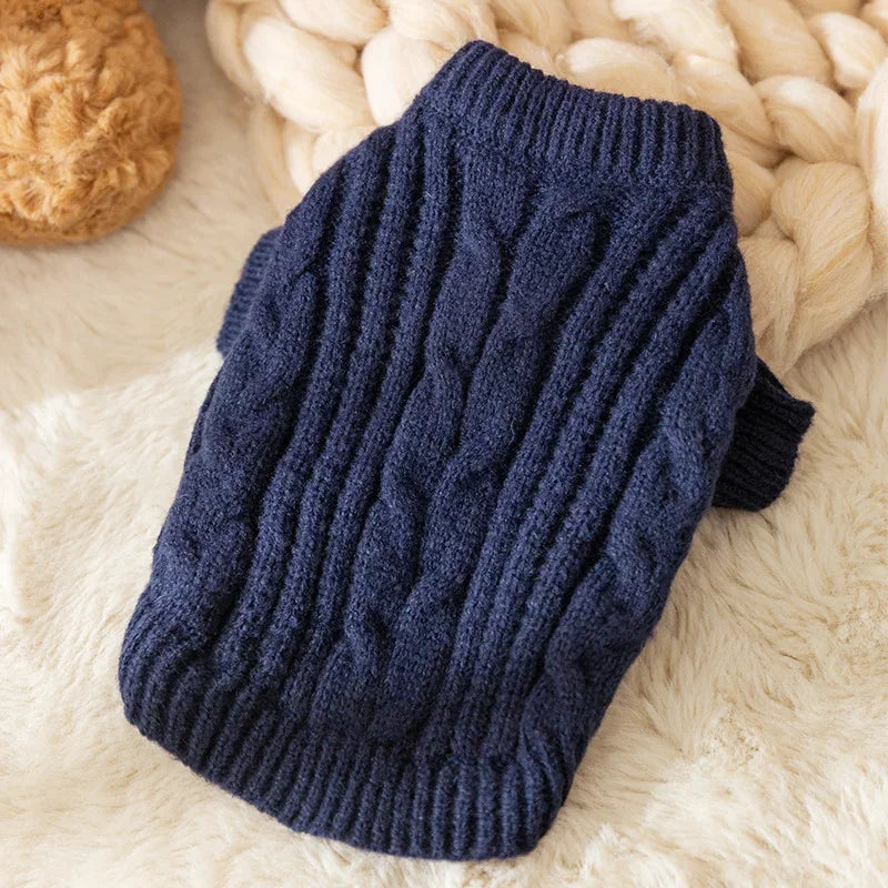 Winter Pet Knitted Sweater: Cute Striped Bear Print Turtleneck for Dogs & Cats