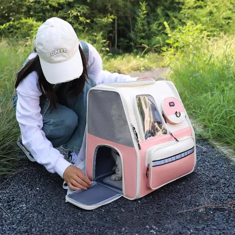 Cat Backpack Pet Carrier For Cat Ventilated Pet Travel Carrying Bag Folding Pet Backpack For Kitten Puppy Small Dog Cat
