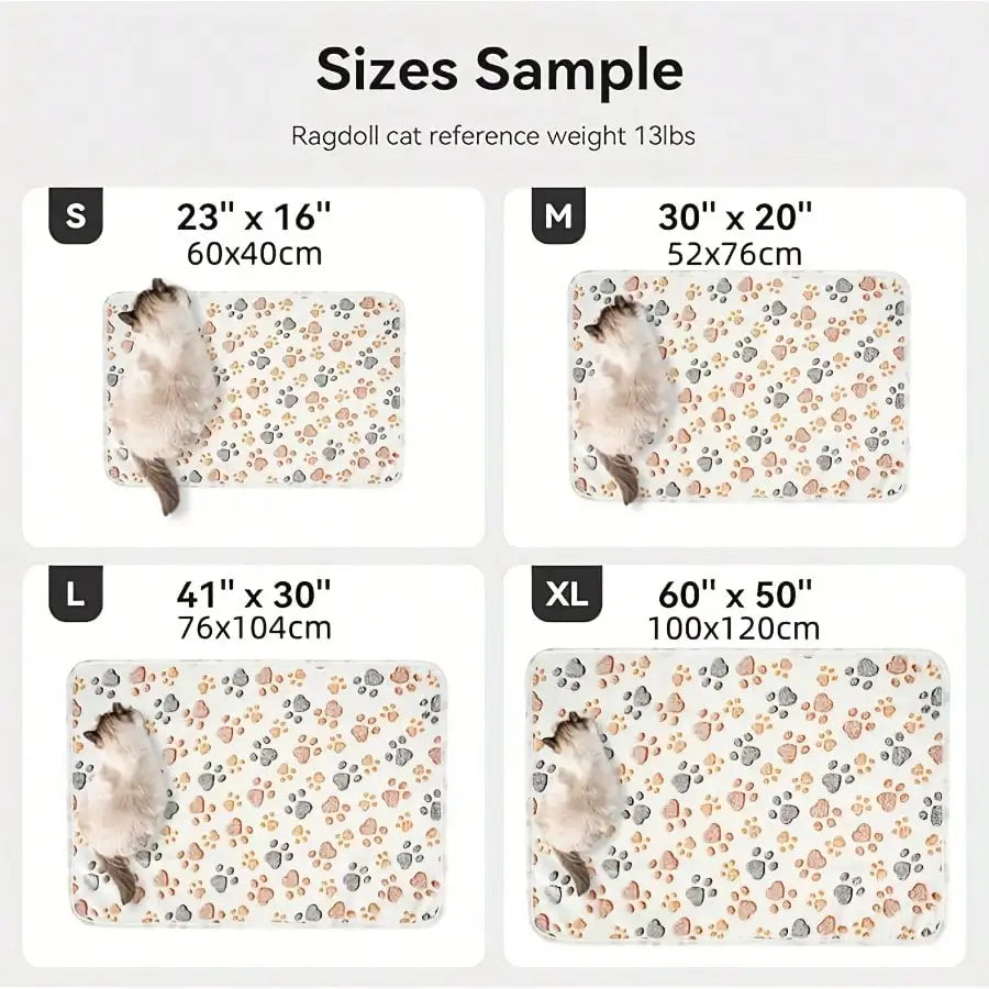 3PCS Cozy Flannel Pet Blankets - Claw Bone Print for Dogs & Cats